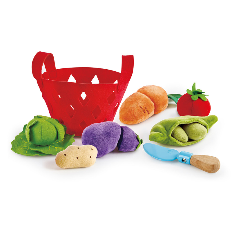 Keranjang Sayuran Balita HAPE | Keranjang Belanja Sayuran Lembut, Toy Grocery Food Playset Termasuk Kubis, Pod Bean, Wortel, dan banyak lagi