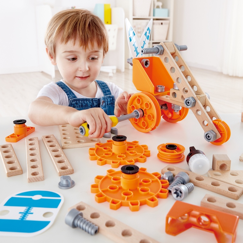Hape junior inventor deluxe kit eksperimen | 57 Piece Konstruksi Bangunan Mainan