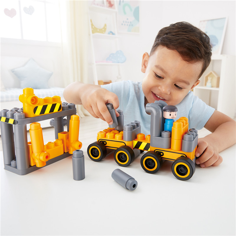 Situs Konstruksi Hape PolyM | 43 Piece Building Brick Forklift Bulldozer Toy Set dengan Figurines & Accessories