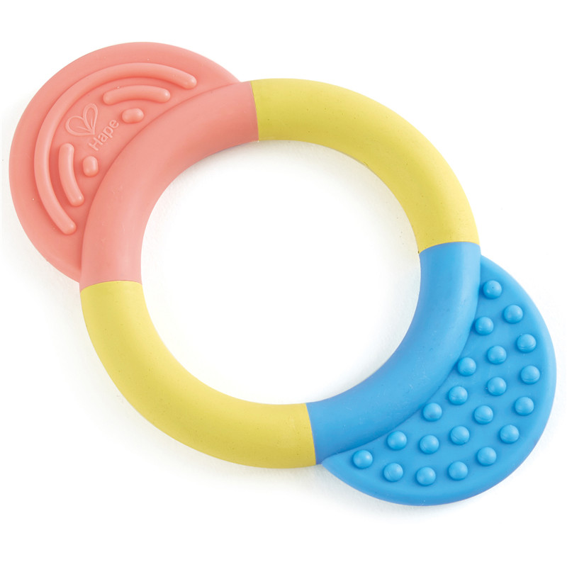 Cincin hape teether | Mainan tumbuh gigi multi-tekstur untuk bayi, berwarna lembut