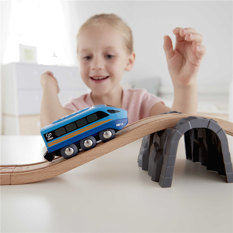 Kereta Mesin Remote Control Hape | Mainan kereta api anak-anak, aplikasi atau tombol kendaraan RC dengan 5 suara yang dapat diputar, fitur baterai isi ulang, biru