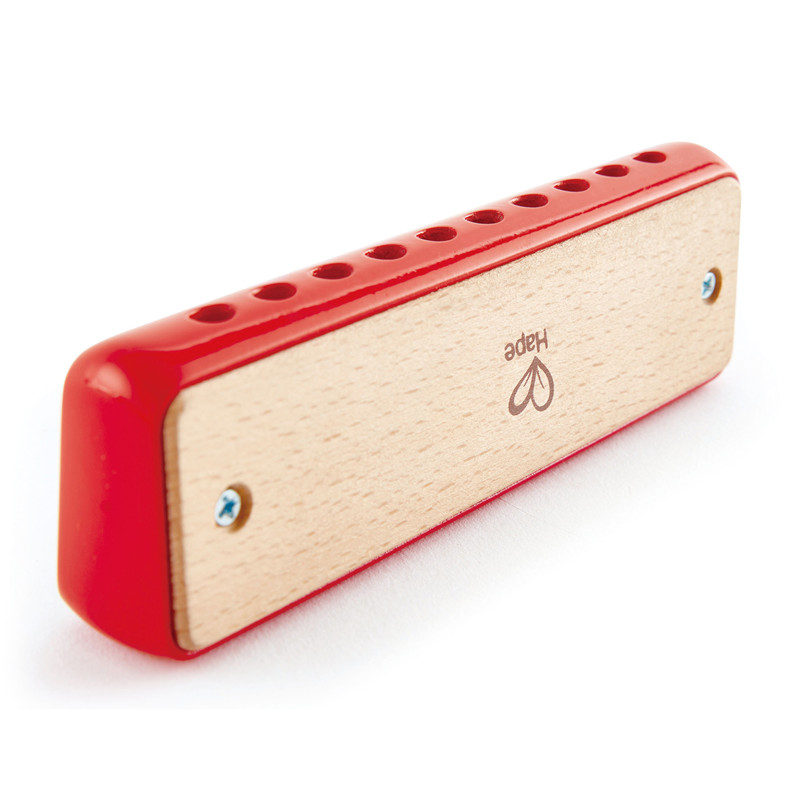 Hape blues harmonika | 10 lubang alat musik kayu mainan untuk anak-anak, merah