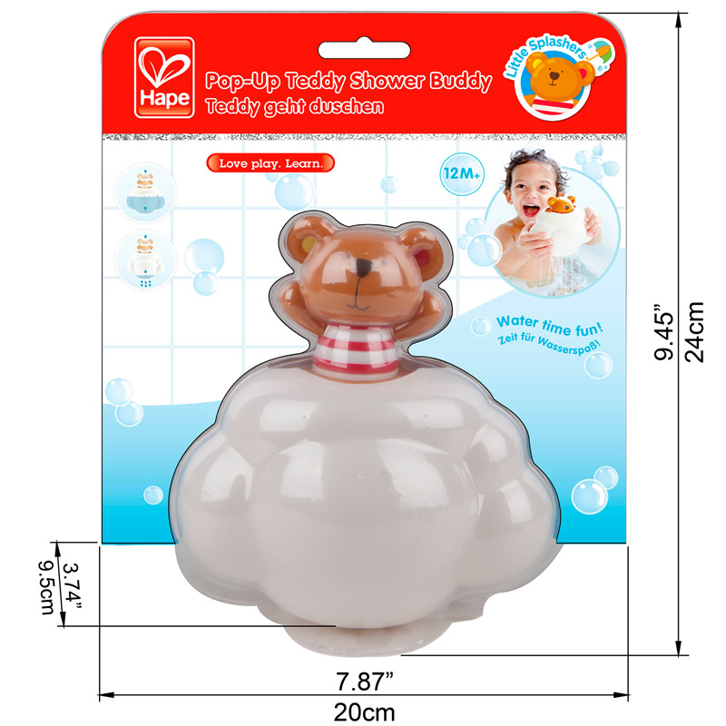 Hape Pop-Up Teddy Shower Buddy | Pemenang penghargaan kecil mainan mandi bayi untuk anak-anak