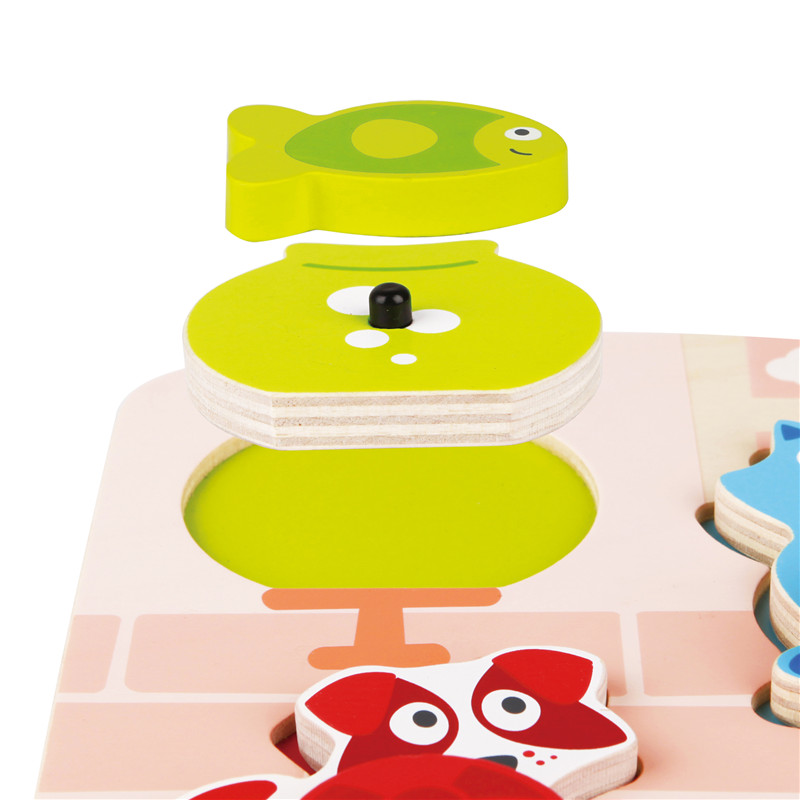 Teka-teki Pet HaPe Dynamic | 7 Piece Kayu Bentuk Menyortir Game Puzzle Jigsaw Untuk Balita