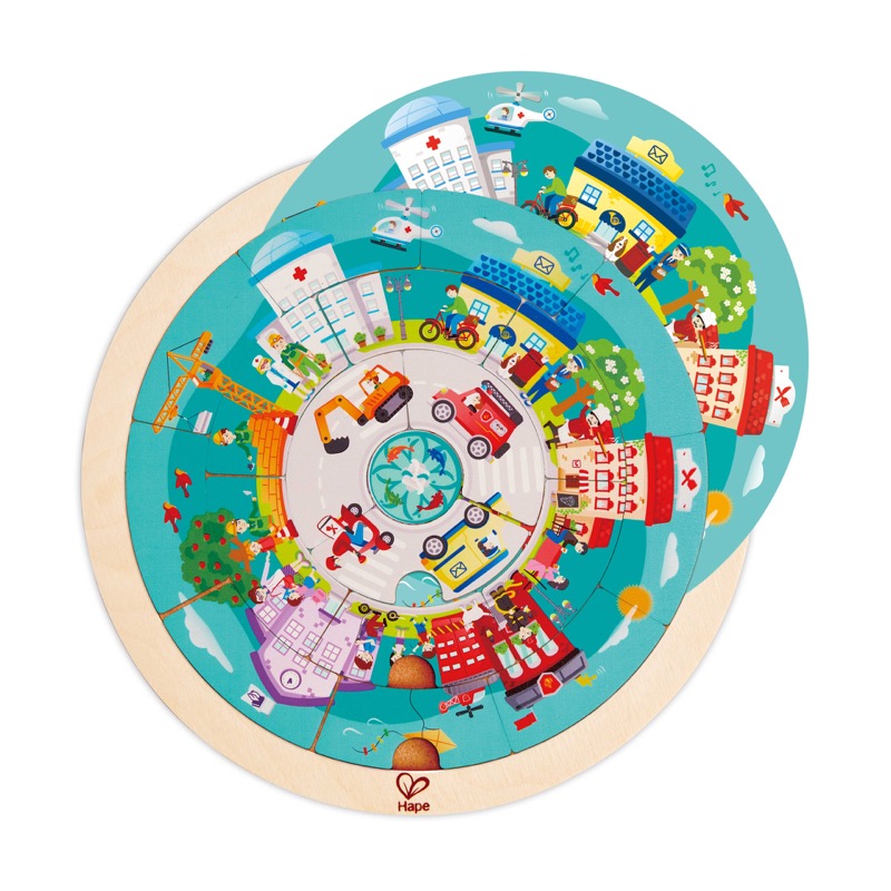 Puzzle Roundabout Pekerjaan HAPE | Puzzle Jigsaw Berputar Kayu, Mainan Pengembangan Pendidikan
