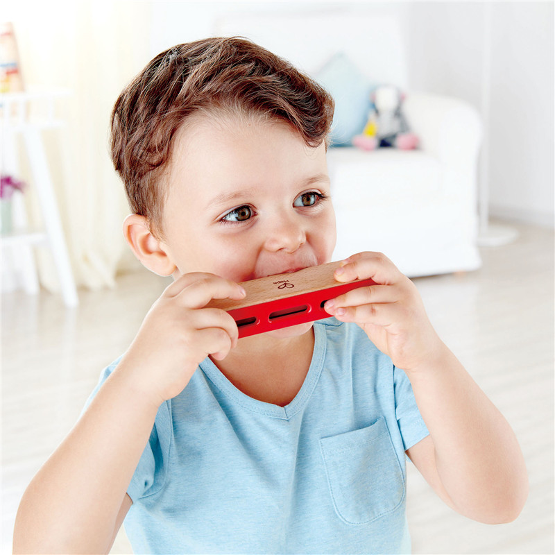 Hape blues harmonika | 10 lubang alat musik kayu mainan untuk anak-anak, merah