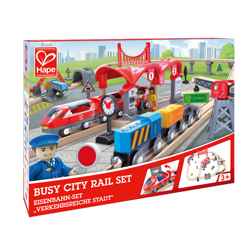 Set Kereta Api Kota Hape Sibuk |Set Mainan Rel Kayu Bertema Kota Lengkap Untuk Balita