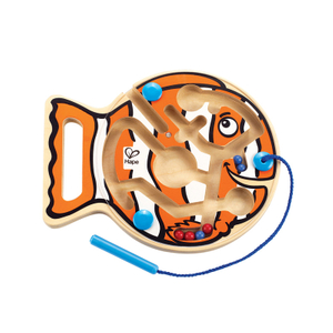 Teka-teki Labirin Go-Fish-Go oleh Hape | Kualitas tinggi Manik Kayu Magnetik Bahagia Ikan Badut Pendidikan Perjalanan Mainan Game untuk Balita Dan Anak-anak, Oranye Dan Putih