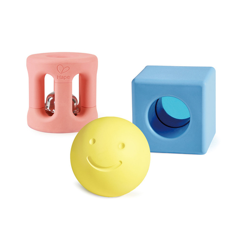 Rattle Geometris Hape | Mainan Rattle Colorful Untuk Bayi Baru Lahir, Bayi & Balita, 3 Piece Mainan Pendidikan Awal