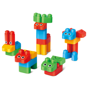 Kit Kerajaan Hewan Hape PolyM | 31 Piece Building Brick Toy Set dengan Stiker & Aksesoris