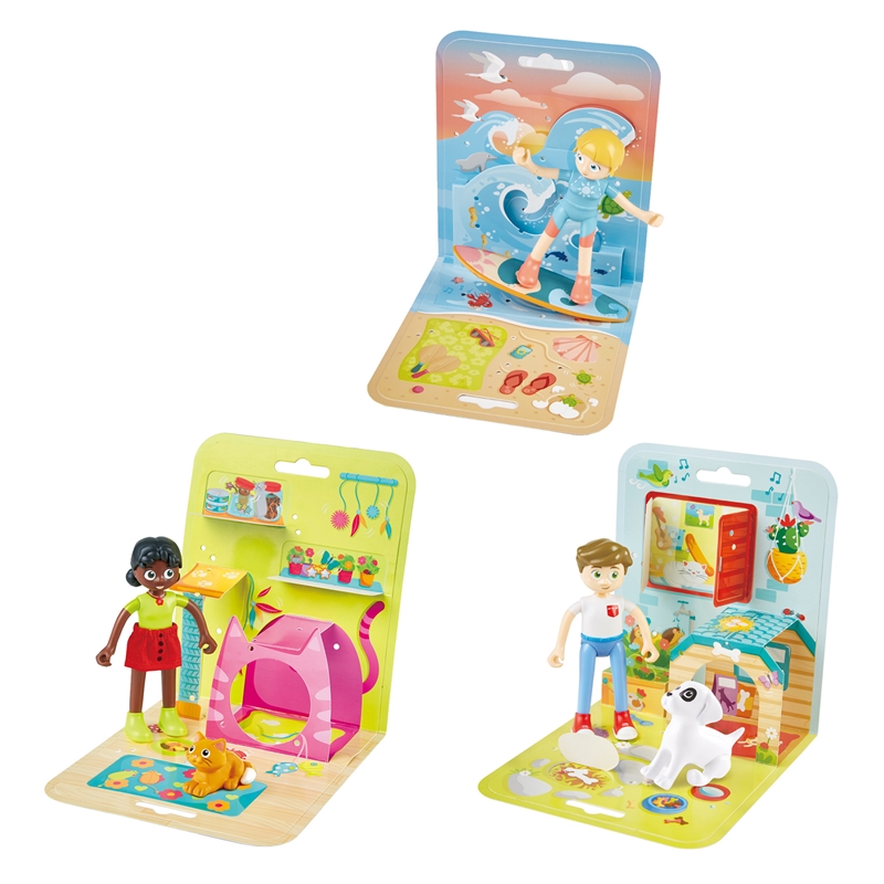 Hape Adventure Kids | Kartu Pop-Up 3D & Koleksi Boneka Posable untuk Anak-anak, 3 in 1 Toy Set