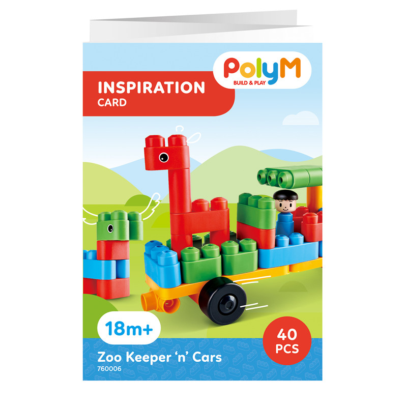 Mobil Penjaga Kebun Binatang Hape PolyM | 40 Piece Building Brick Animal Vehicle Toy Set dengan Figurines & Accessories