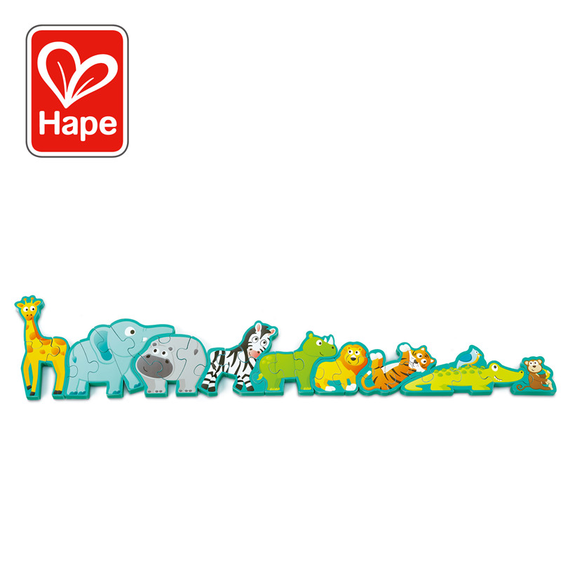 Hape Alphabet u0026amp; Puzzle Parade Hewan |Game Jigsaw Kayu Dua Sisi Untuk Anak-Anak